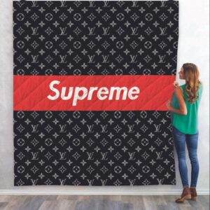 Louis Vuitton Supreme Grey Fashion Luxury Brand Premium Blanket Fleece Home Decor LVT00213