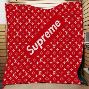 Louis Vuitton Supreme Red Small Logo Luxury Brand Premium Blanket Fleece Home Decor LVT00208