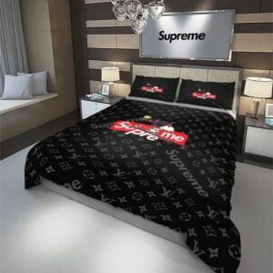 Louis Vuitton Supreme Snoopy Skateboard Black Luxury Brand Bedding Set LVT00033