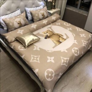 Louis Vuitton Teddy Bear Beige Luxury Brand Bedding Set LVT00044