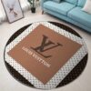 Louis Vuitton White Brown Luxury Brand Fashion Round Rug Carpet Home Decor LVT00449