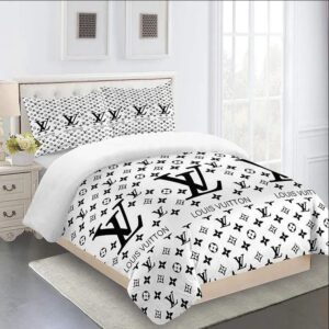 Louis Vuitton White Luxury Brand Limited Premium Fashion Bedding Set Home Decor LVT00091