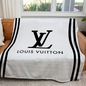 Louis Vuitton White Luxury Brand Premium Blanket Fleece Home Decor LVT00268