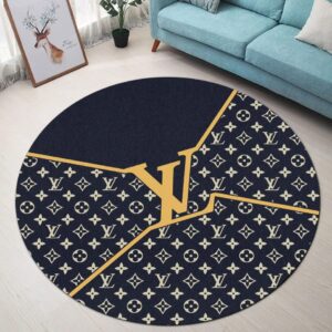 Louis Vuitton Yellow Logo Luxury Brand Fashion Round Rug Carpet Home Decor Special Gift LVT00400