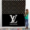 LOUIS VUITTON YELLOW PATTERN BLACK QUILT BLANKET