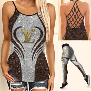 Louis vuitton brown tank top leggings lv luxury clothing clothes outfit gym for women 2023-PM00251