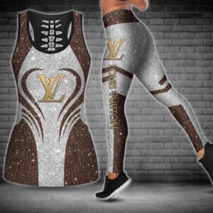 Louis vuitton brown tank top leggings lv luxury clothing clothes outfit gym for women hot 2023-PM00261