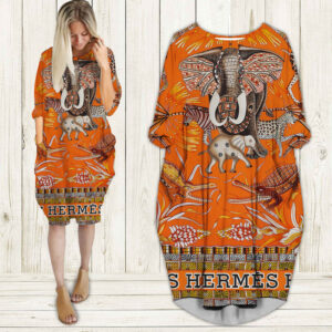 Hermes batwing pocket dress luxury brand clothing clothes outfit for women-Max08028