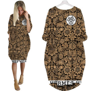Hermes batwing pocket dress luxury brand clothing clothes outfit for women-Max08029