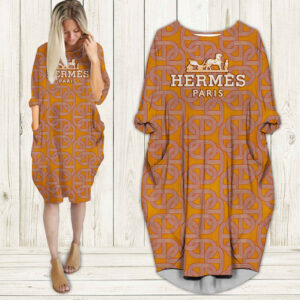Hermes batwing pocket dress luxury brand clothing clothes outfit for women-Max08031