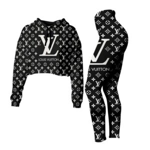L.Vuitton Croptop Hoodie Leggings For Women Luxury Brand Clothing Clothes Outfit-Max08476