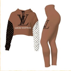 L.Vuitton Croptop Hoodie Leggings For Women Luxury Brand Clothing Clothes Outfit-Max08478