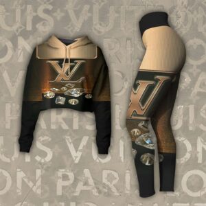 L.Vuitton Croptop Hoodie Leggings For Women Luxury Brand Clothing Clothes Outfit-Max08479