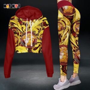 Versace Croptop Hoodie Leggings For Women Luxury Brand Clothing Clothes Outfit-Max08491