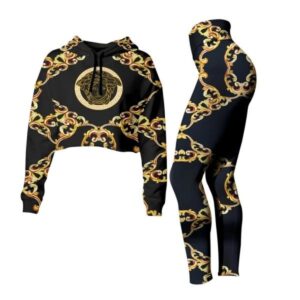 Versace Croptop Hoodie Leggings For Women Luxury Brand Clothing Clothes Outfit-Max08498