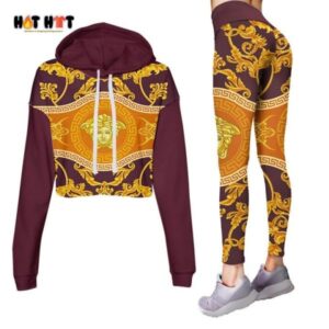Versace Croptop Hoodie Leggings For Women Luxury Brand Clothing Clothes Outfit-Max08500