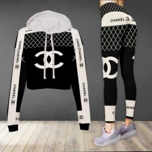 Chanel Croptop Hoodie Leggings For Women Luxury Brand Clothing Clothes Outfit-Max08503