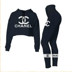Chanel Croptop Hoodie Leggings For Women Luxury Brand Clothing Clothes Outfit-Max08504