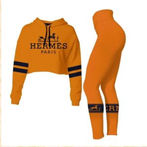 Hermes Croptop Hoodie Leggings For Women Luxury Brand Clothing Clothes Outfit-Max08505