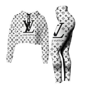 L.Vuitton Croptop Hoodie Leggings For Women Luxury Brand Clothing Clothes Outfit-Max08515