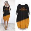 Hermes batwing pocket dress luxury brand clothing clothes outfit for women-Min00313