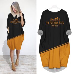 Hermes batwing pocket dress luxury brand clothing clothes outfit for women-Min00313