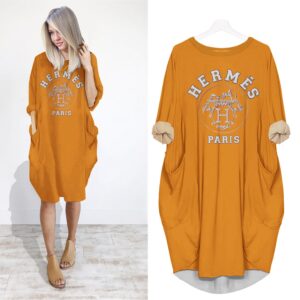Hermes batwing pocket dress luxury brand clothing clothes outfit for women-Min00314