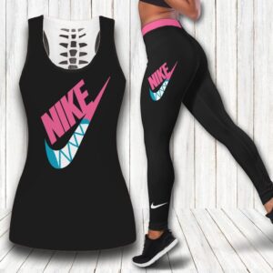 Nike black pink tank top leggings sport clothing clothes outfit gym for women hot 2023-PM00256