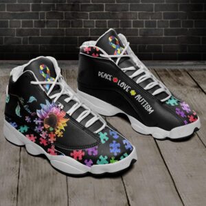 Peace love autism air jordan 13 sneaker shoes autism awareness shoes gifts for men women PEA20017