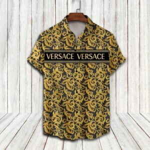 Versa.ce golden pattern luxury brand premium fashion hawaii shirt for men HH02865