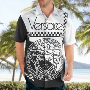 Versa.ce medusa black white luxury brand premium fashion hawaii shirt for men PEA31216