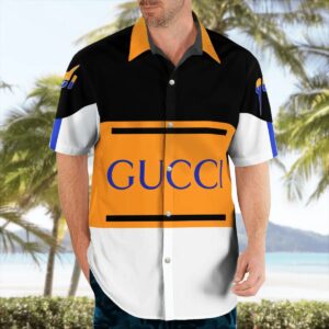 GC black orange luxury brand premium fashion hawaii shirt for men PEA31220