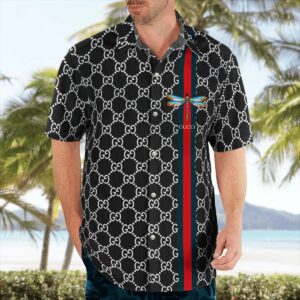 GC dragonfly black luxury brand premium fashion hawaii shirt for men PEA31233