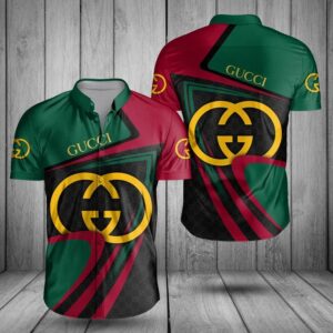 GC yellow logo green red luxury brand premium fashion hawaii shirt for men PEA31228