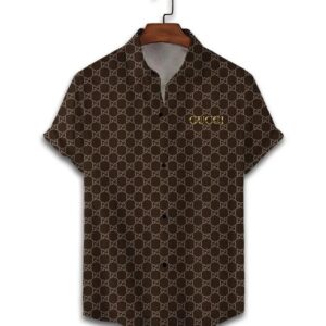 GC dark brown luxury brand premium fashion hawaii shirt for men PEA31246