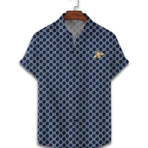 GC bee blue luxury brand premium fashion hawaii shirt for men PEA31247