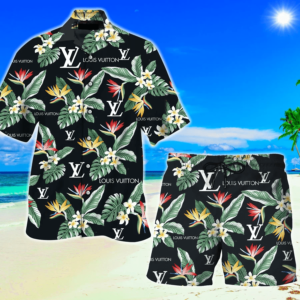 LV Flower Hawaii Shirt Shorts Set LV Luxury Clothing Clothes Outfit For Men PEA31454