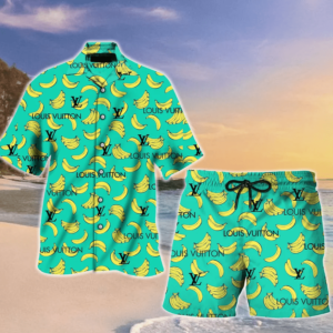 LV Banana Hawaii Shirt Shorts Set LV Luxury Clothing Clothes Outfit For Men PEA31459
