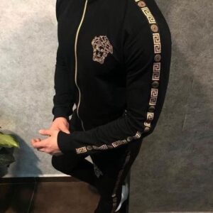 Limited Stand Collar Jacket + Sweatpants Versa.ce Luxury Brand Unisex Hot Gift PEA32006