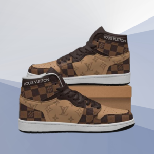 LV white brown high air jordan sneakers hot 2026 PEA36001