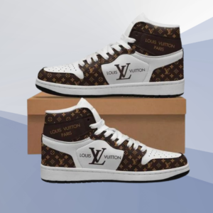 LV white brown high air jordan sneakers hot 2026 PEA36002