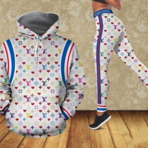 Louis Vuitton Heart Colorful 3D Hoodie and Leggings Set LV Gift HN