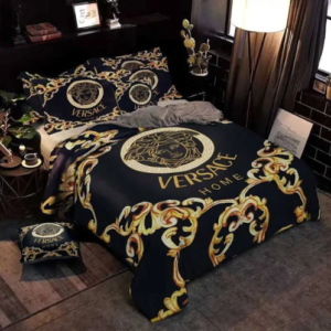 Best Versa.ce Golden Logo With Golden Flames Bedding Set