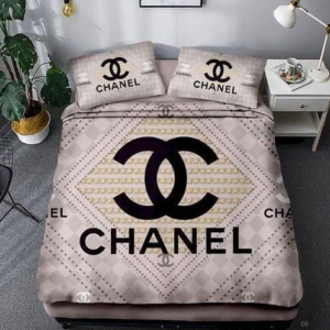 Chanel Grey Diamond Pattern Bedding Set Queen