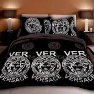 Best Versa.ce 3 White Logos in Black Background Bedding Set