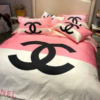 Chanel Cute Pink And White Bedding Set Queen