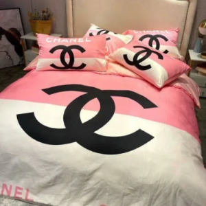Chanel Cute Pink And White Bedding Set Queen