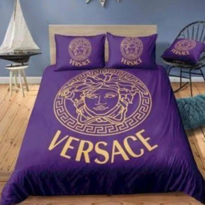 Versa.ce Big Logo In Purple Background Bedding Set Queen
