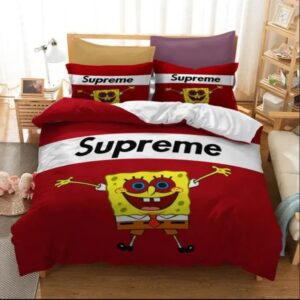 Supreme SpongeBob SquarePants Red Luxury Brand Bedding Set LVT00039
