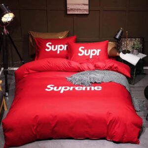 Supreme White Logo Red Luxury Brand Bedding Set LVT00040